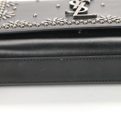 Saint Laurent Calfskin Studded Kate Satchel Black 12 of 15