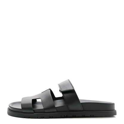 Hermes Calfskin Womens Chypre Sandals 39 Black 1 of 9