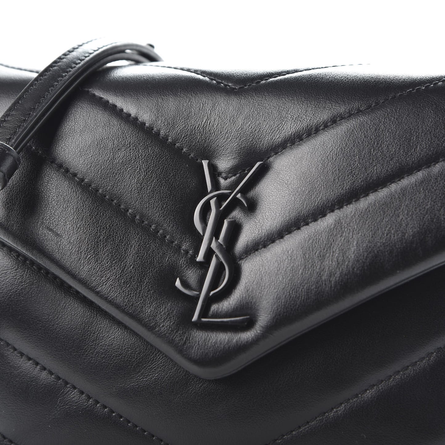 Calfskin Y Quilted Monogram Toy Loulou Crossbody Bag Black
