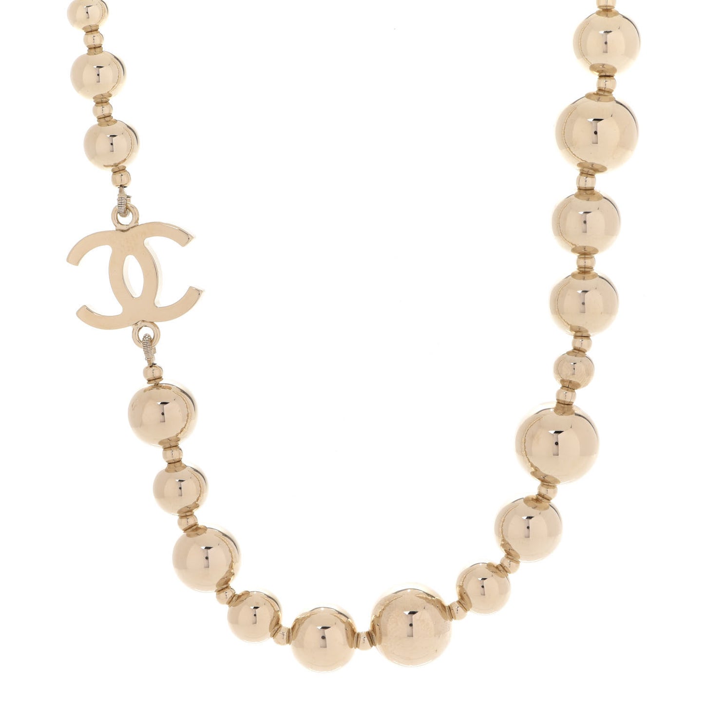 Metal Bead CC Necklace Gold