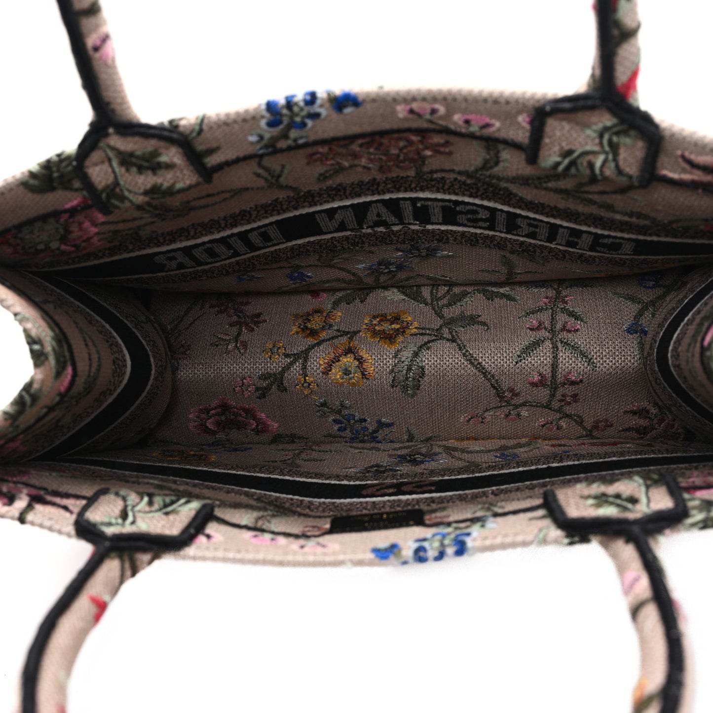 Canvas Embroidered Petites Fleurs Medium Book Tote Rose Multicolor