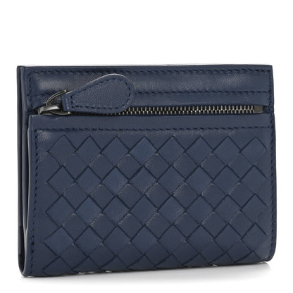 Bottega Veneta Nappa Intrecciato Bifold Zip Wallet Navy 3 of 10