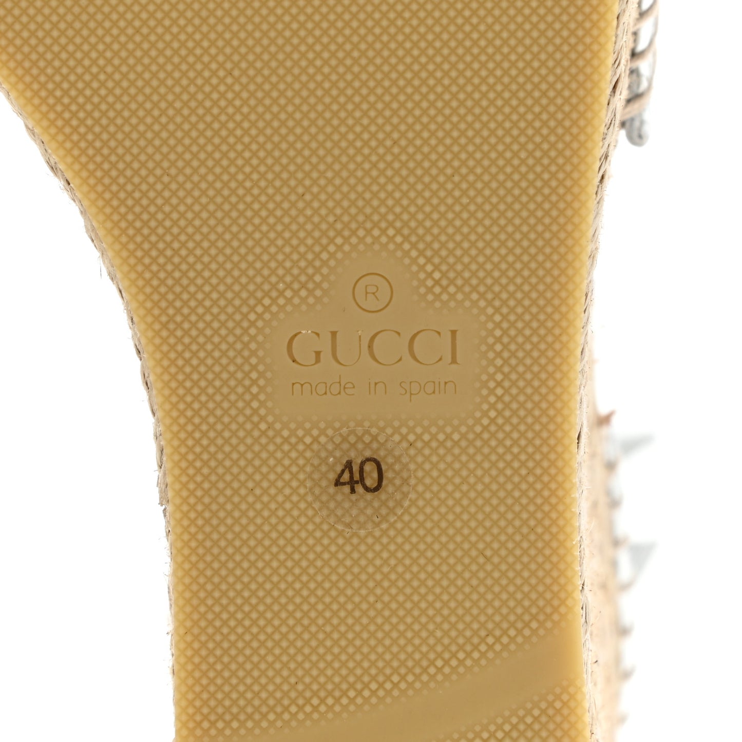 Lame GG Monogram Ankle Wrap Platform Espadrille Wedges 40 Silver Beige Light Grey