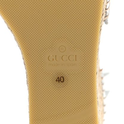 Gucci Lame GG Monogram Ankle Wrap Platform Espadrille Wedges 40 Silver Beige Light Grey 6 of 9