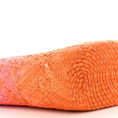 Loewe Iraca Palm Calfskin Degrade Paula's Ibiza Medium Anagram Basket Bag Pink Orange 9 of 10