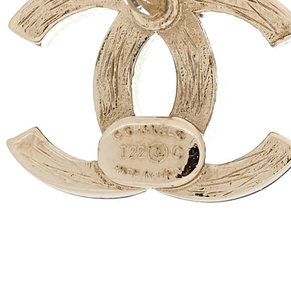 Chanel Metal Crystal CC Chain Cuff Earrings Gold 4 of 5