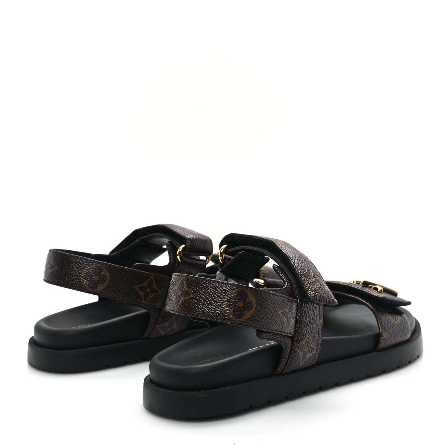Monogram LV Sunset Comfort Flat Sandals 38 Cacao Brown