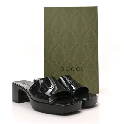 Gucci Rubber Gucci Logo Womens Platform 20/60mm Slide Sandals 37 Black 8 of 8