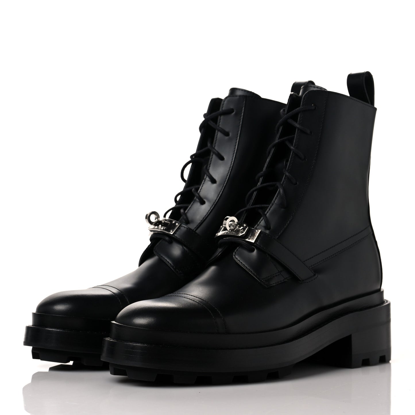 Glossed Calfskin Funk Ankle Boots 37 Black