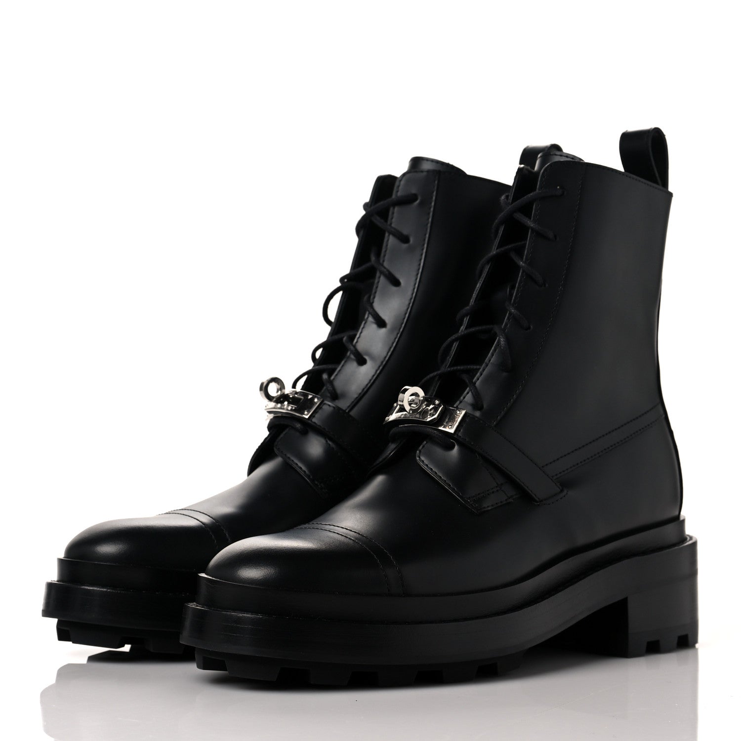 Hermes Glossed Calfskin Funk Ankle Boots 37 Black 3 of 7
