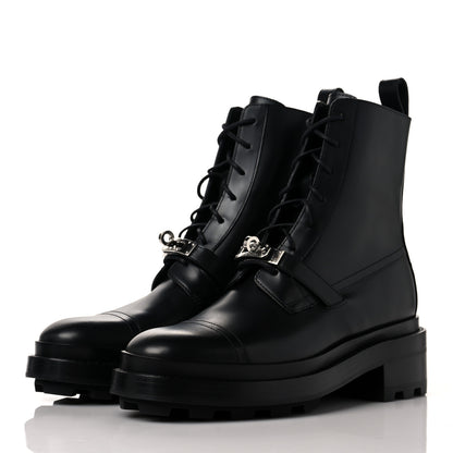 Hermes Glossed Calfskin Funk Ankle Boots 37 Black 3 of 7