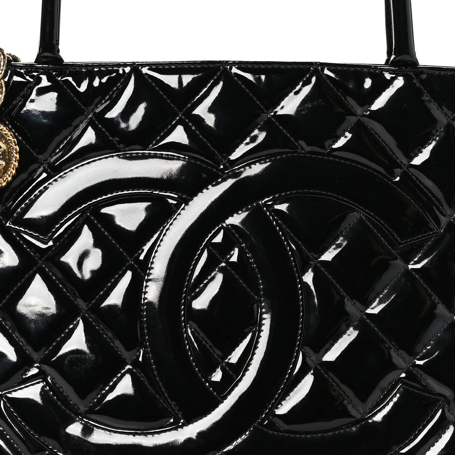 Chanel Patent Medallion Tote Black 8 of 10