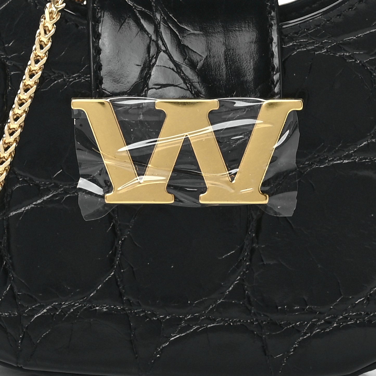 Crocodile Embossed Calfskin Micro Legacy Hobo Black