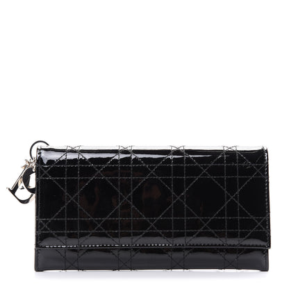 Christian Dior Patent Cannage Rendezvous Wallet Black 1 of 7