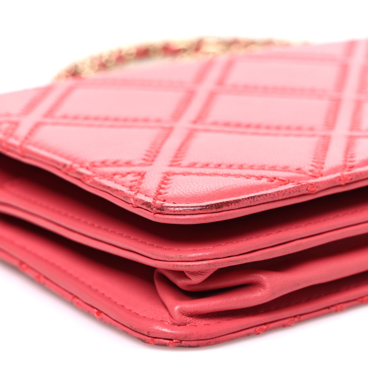 Chanel Lambskin Quilted Double Stitch Tassel Wallet On Chain WOC Pink 10 of 11
