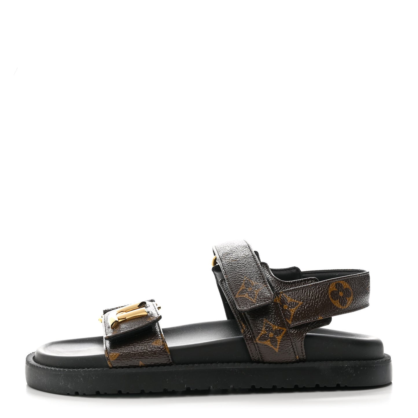 Monogram LV Sunset Comfort Flat Sandals 36 Cacao Brown