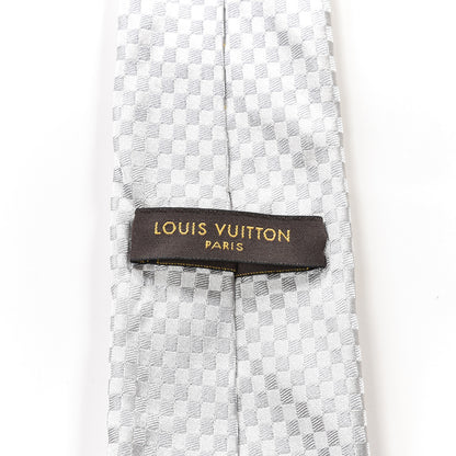 Louis Vuitton Silk Damier Classic Neck Tie Grey 3 of 5