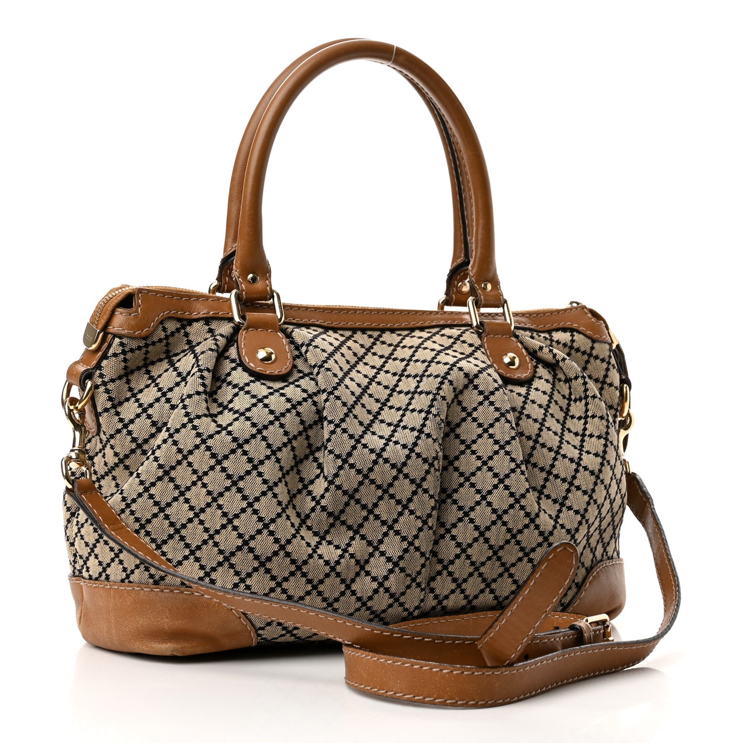 Diamante Medium Sukey Top Handle Bag Beige Brown