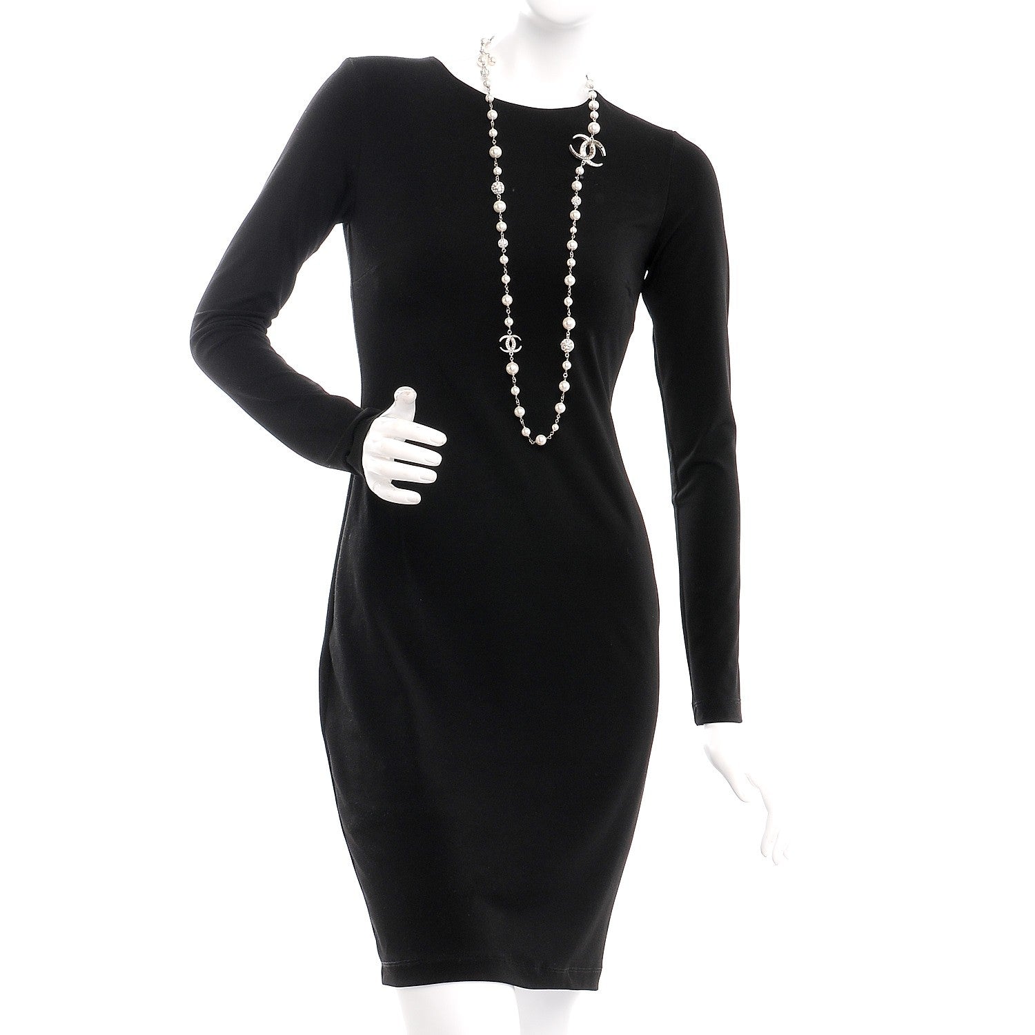 Chanel Pearl Baguette Crystal CC Moon Long Necklace Silver 2 of 6
