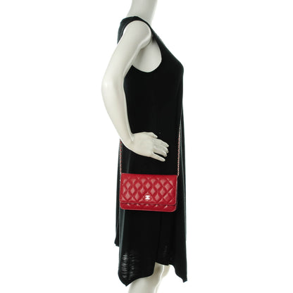 Chanel Caviar Quilted Wallet On Chain WOC Dark Red 2 of 8