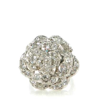 Chanel Swarovski Crystal Camellia Ring 6 Silver 1 of 5