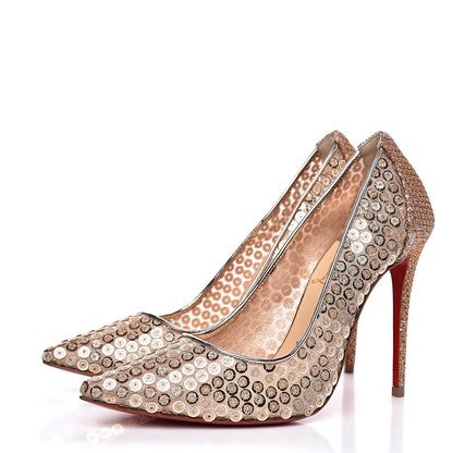 Christian Louboutin Lace Paill Cabaret Rete 554 100 Pumps 35 Version Nude 3 of 8