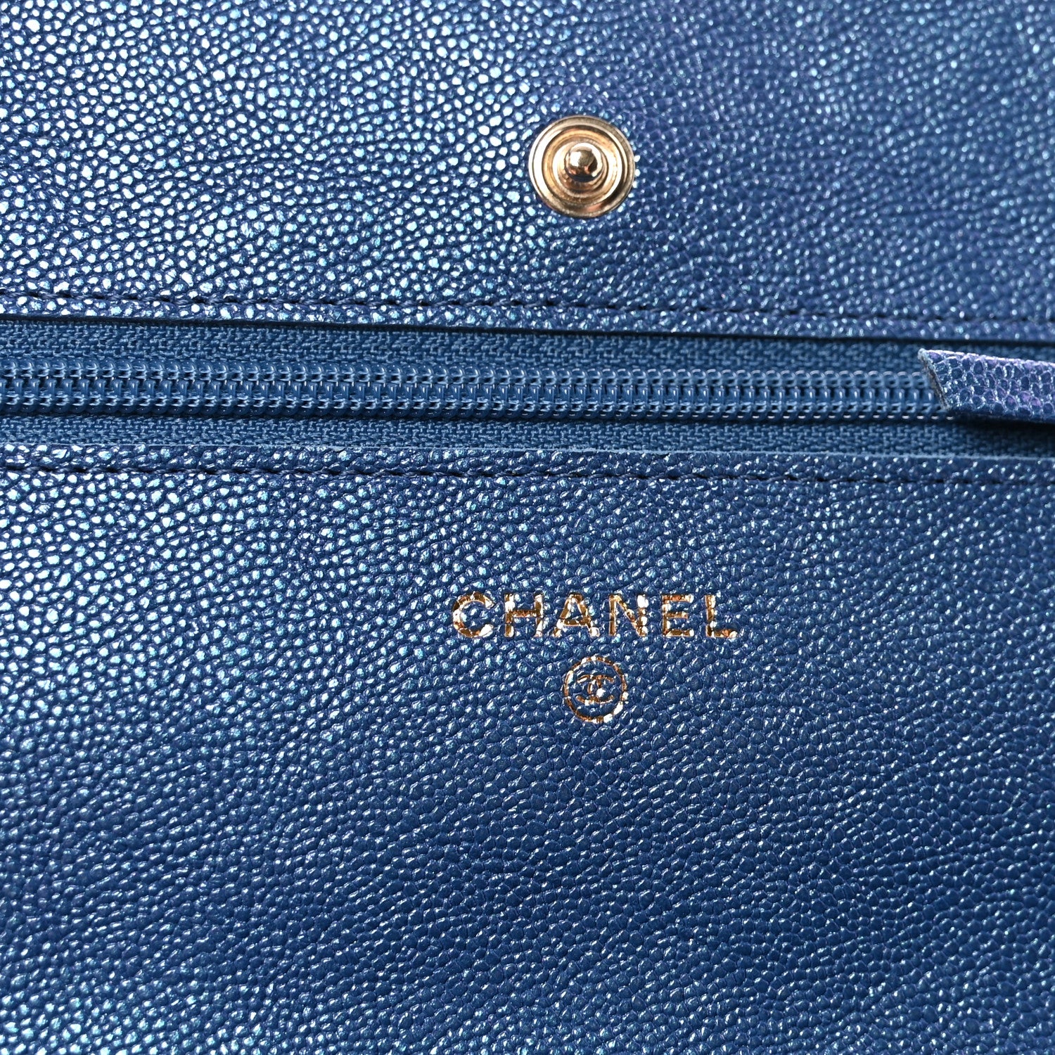 Chanel Iridescent Caviar Quilted Wallet on Chain WOC Dark Blue 6 of 11