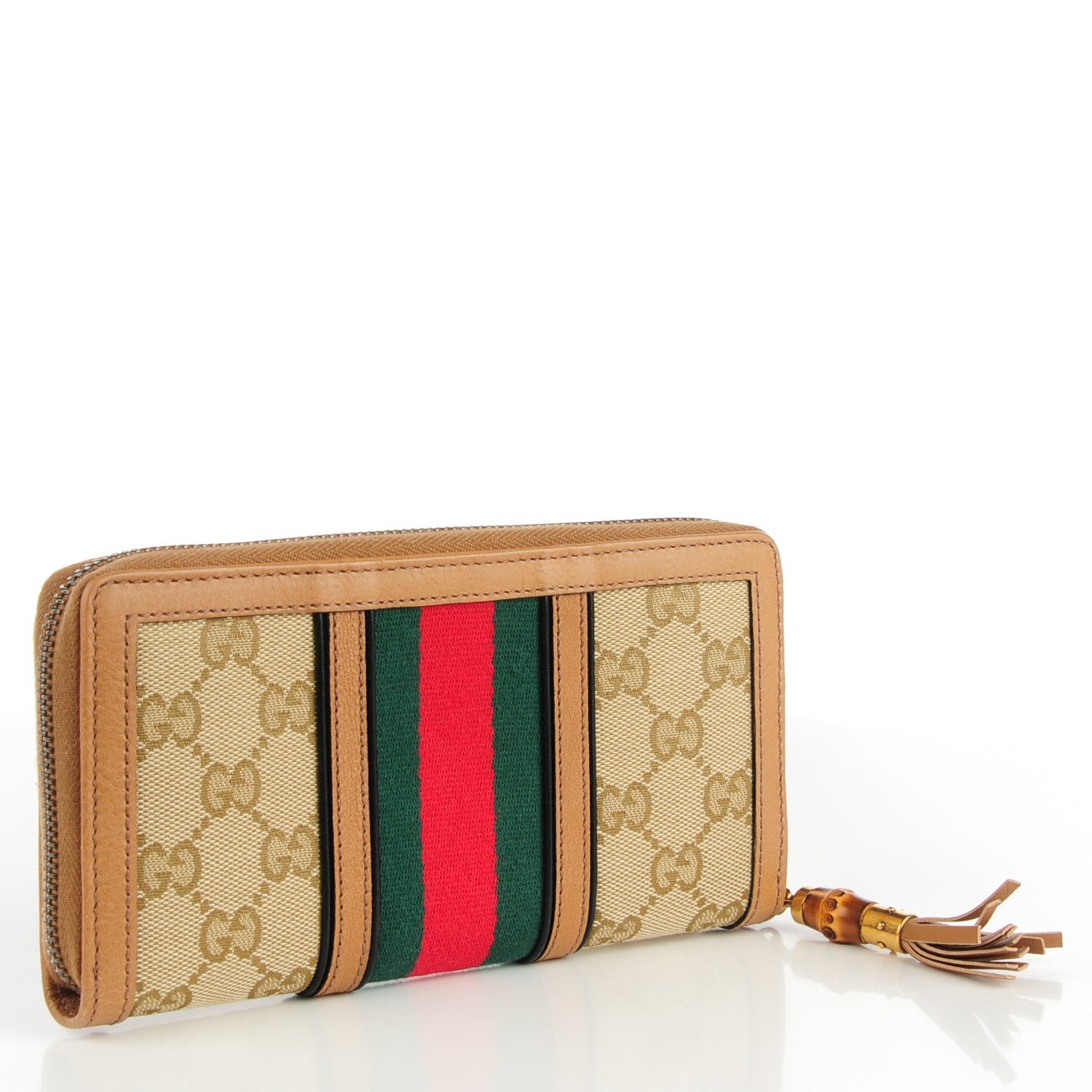 Gucci Monogram Web Rania Zip Around Wallet Khaki 3 of 7