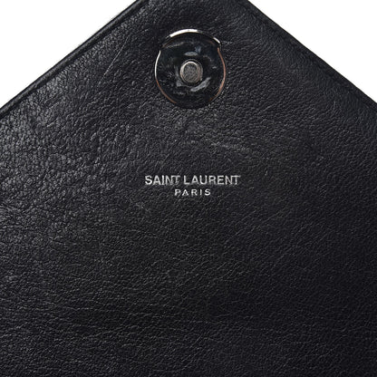 Saint Laurent Sheepskin Matelasse Chevron Monogram Medium College Bag Black 6 of 7