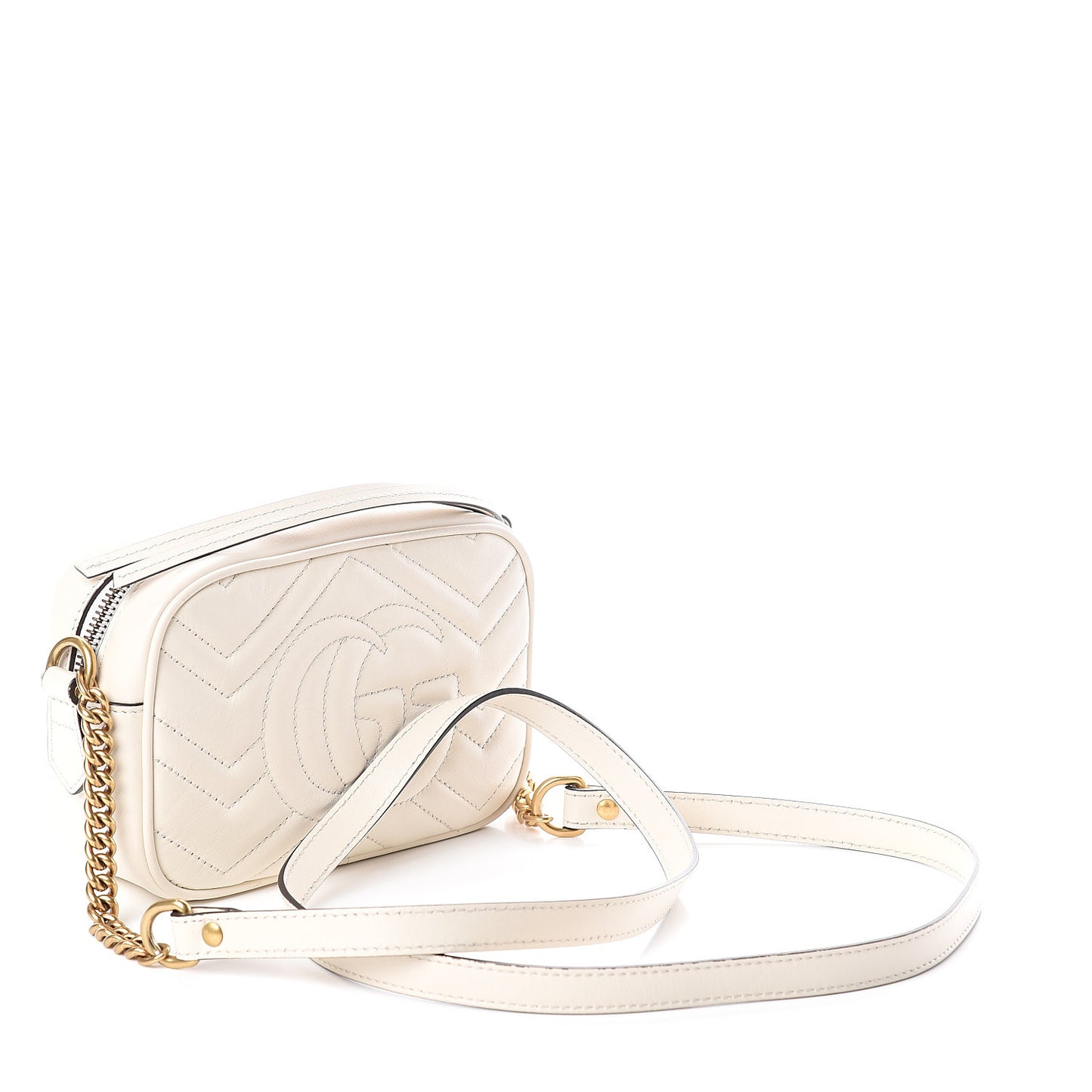 Calfskin Matelasse Mini GG Marmont Chain Shoulder Bag White
