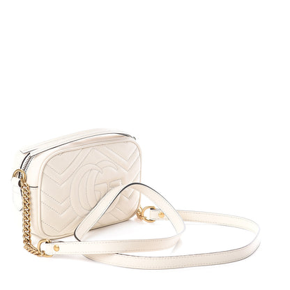 Gucci Calfskin Matelasse Mini GG Marmont Chain Shoulder Bag White 2 of 8