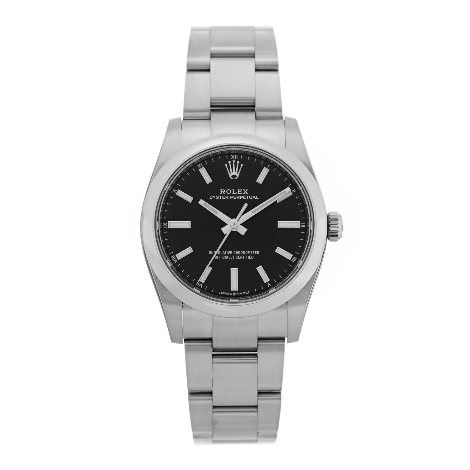 Rolex Stainless Steel 34mm Oyster Perpetual Watch Bright Black 124200 1 of 4