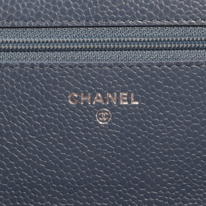Chanel Caviar Wallet on Chain WOC Blue 7 of 9