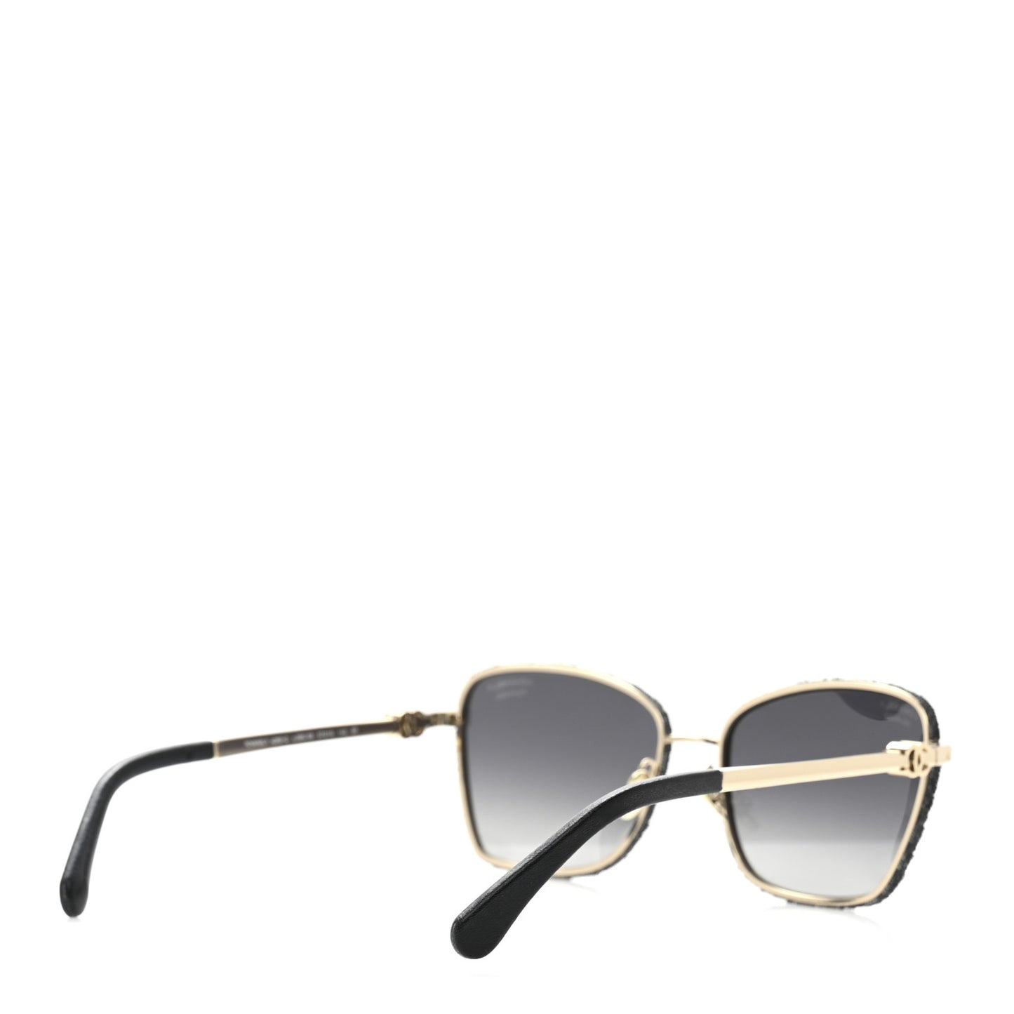 Metal Calfskin Denim Sunglasses 4289-Q Black