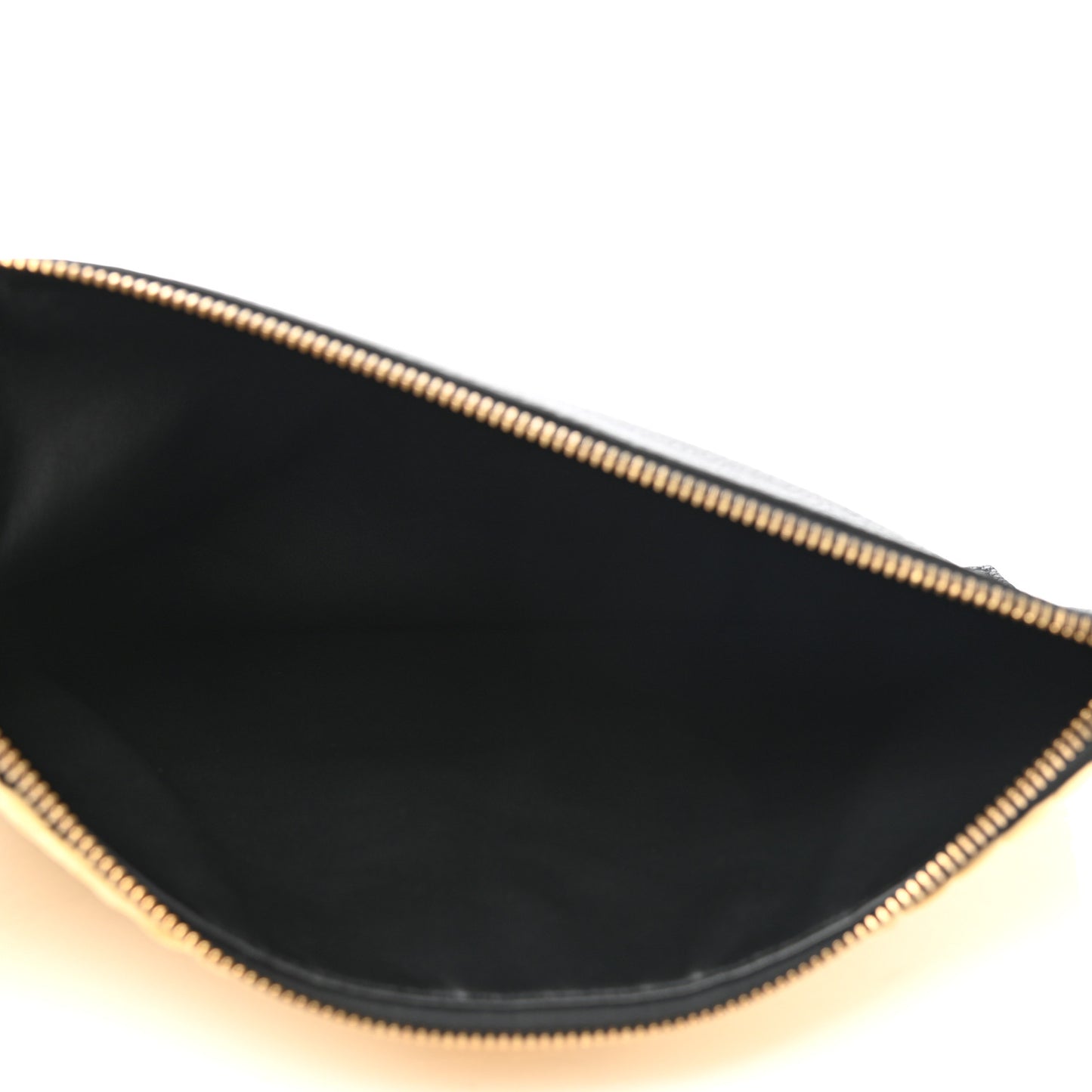 Raffia Calfskin Vlogo Zip Pouch Naturale Black