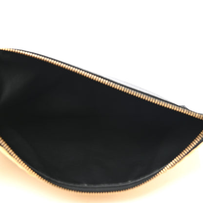 Valentino Garavani Raffia Calfskin Vlogo Zip Pouch Naturale Black 5 of 8