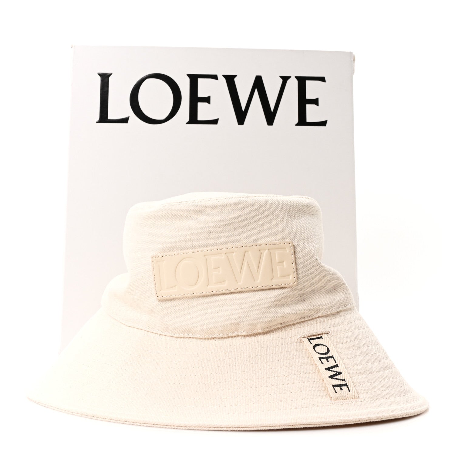 Loewe Canvas Calfskin Fisherman Bucket Hat 57 Soft White 1829410