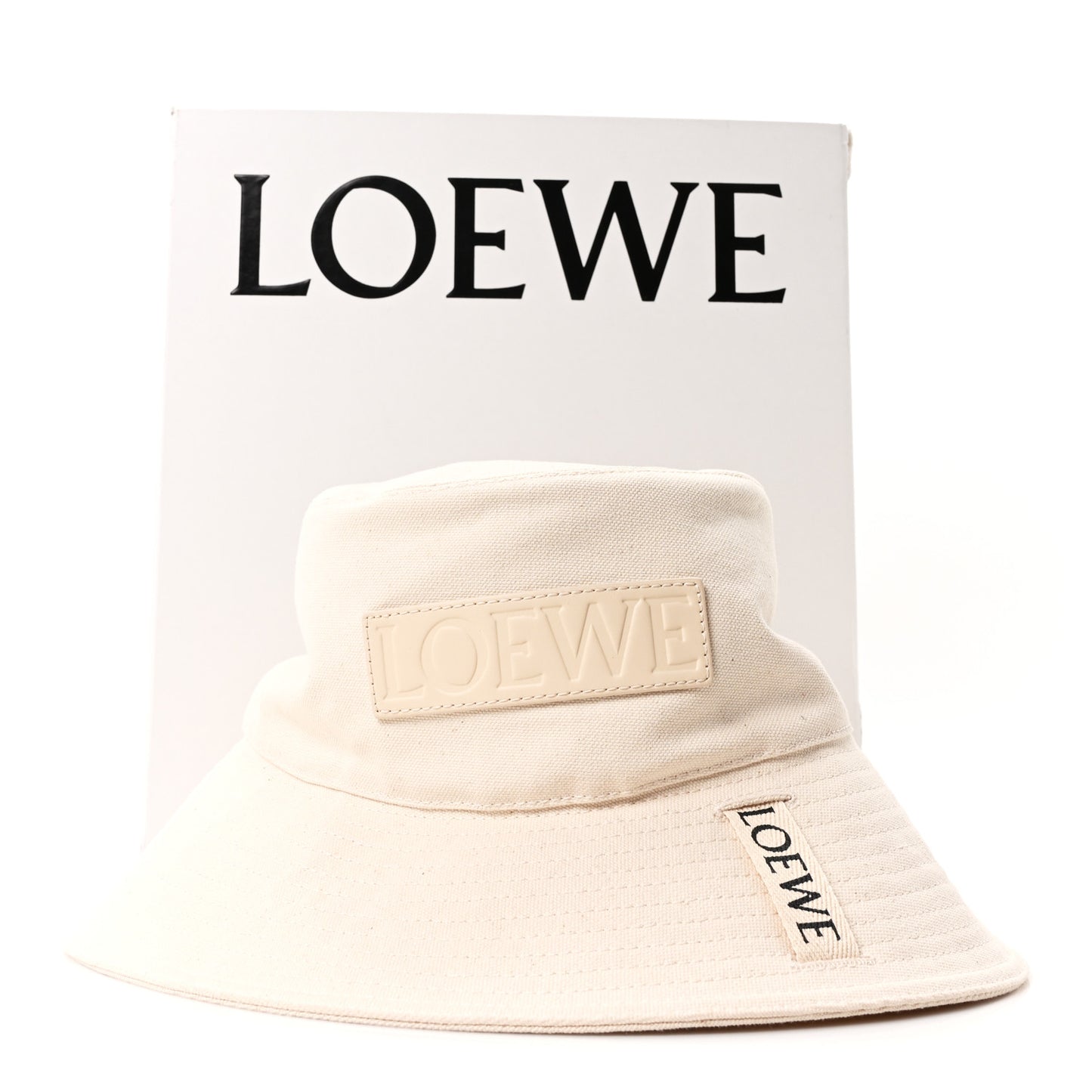 Canvas Calfskin Fisherman Bucket Hat 57 Soft White