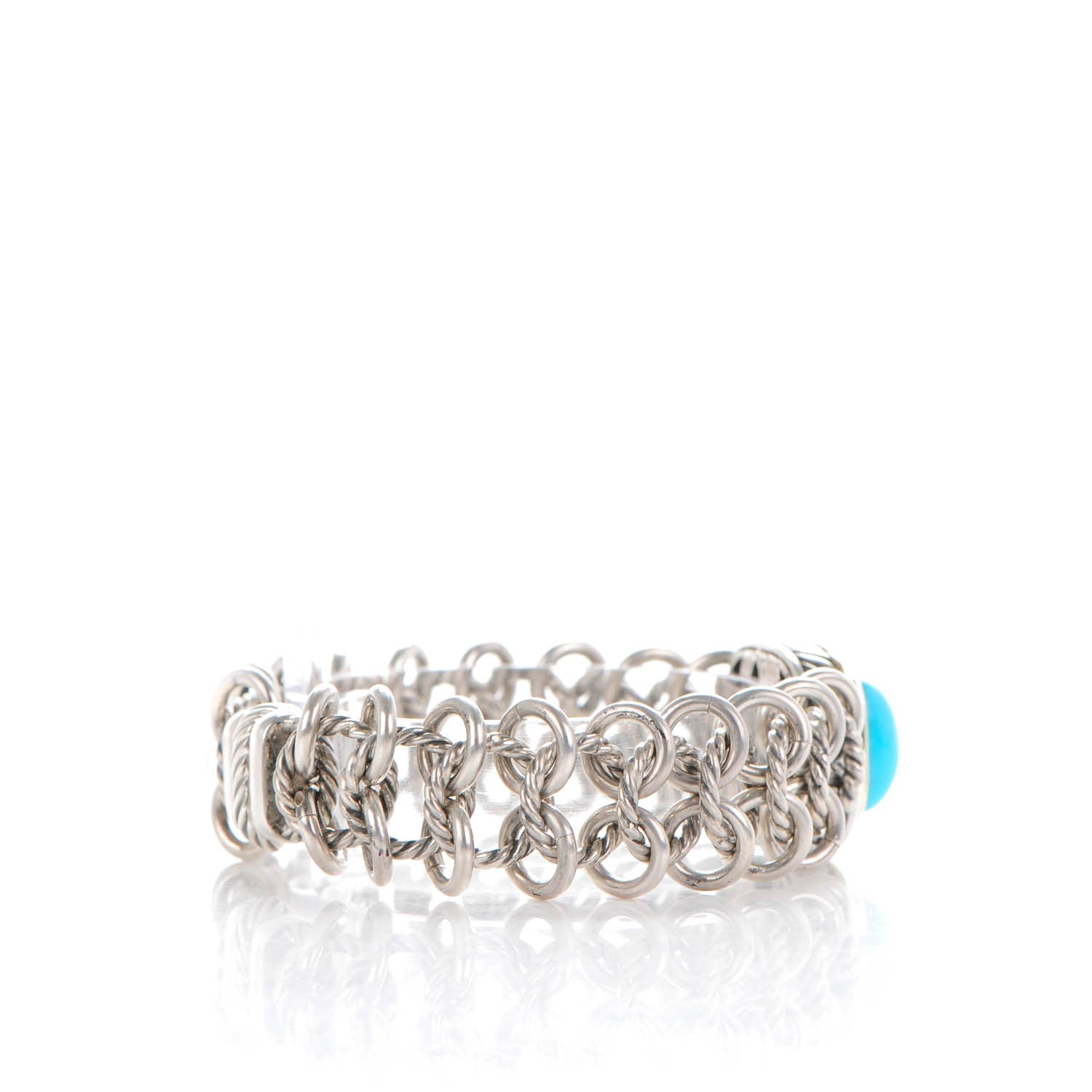 David Yurman Sterling Silver 18K Yellow Gold Turquoise 14mm Albion Bracelet 3 of 6