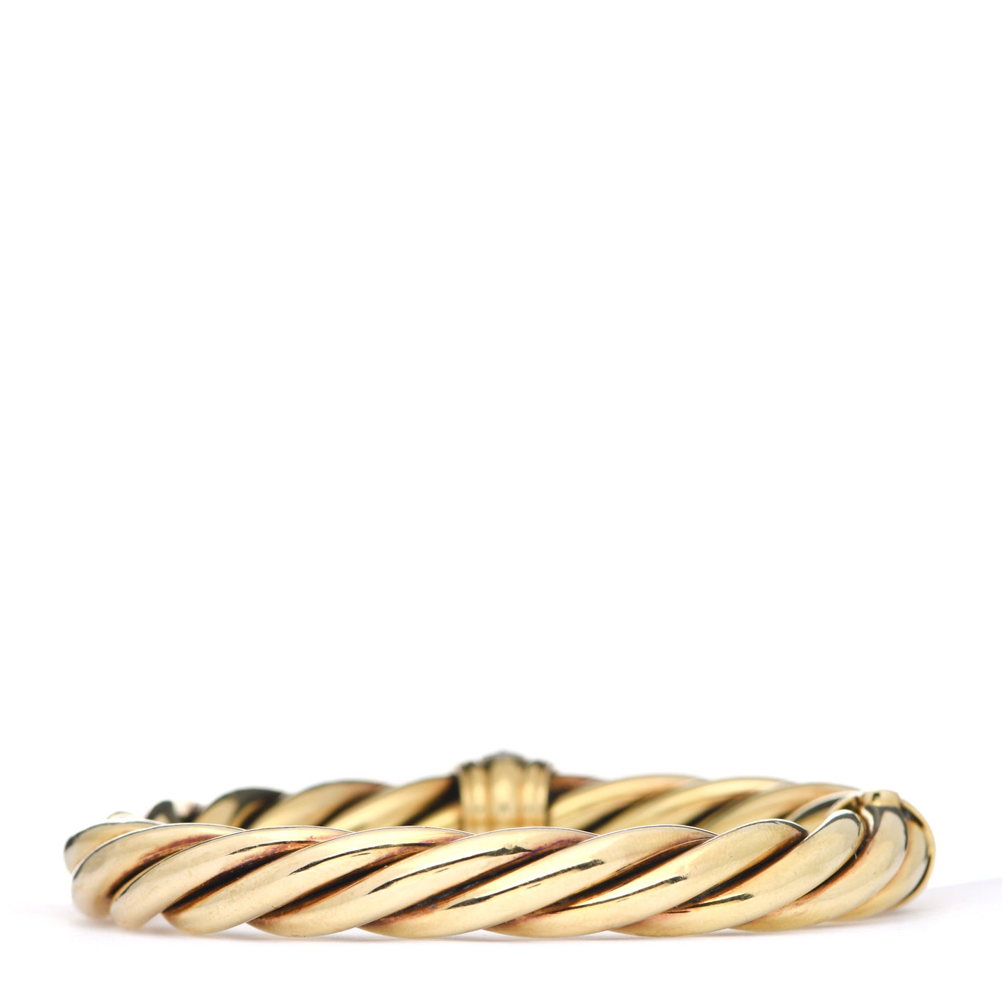 18K Yellow Gold Diamond 10mm Cable Station Hinge Bracelet