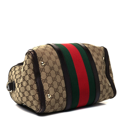 Gucci Monogram Vintage Web Medium Boston Dark Brown 3 of 10