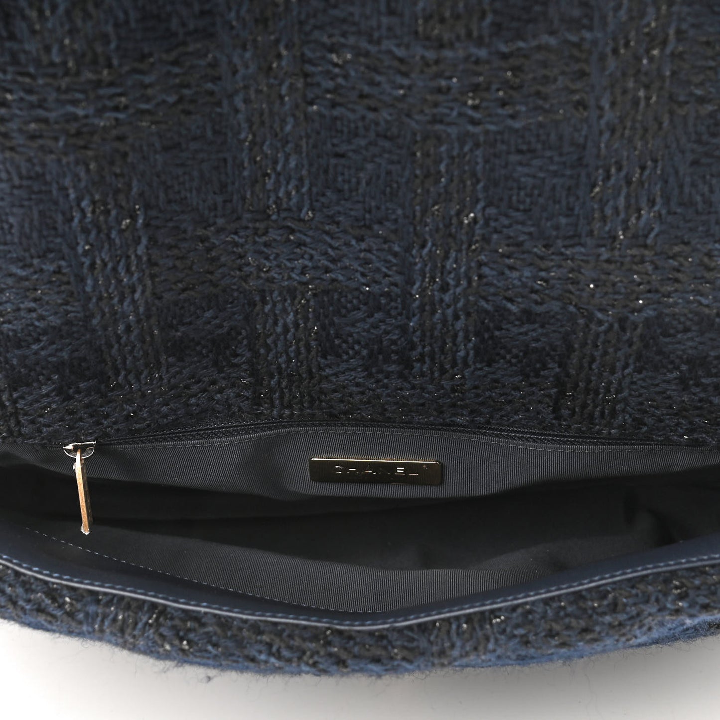 Tweed Quilted Maxi Chanel 19 Flap Navy