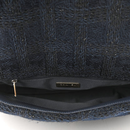 Chanel Tweed Quilted Maxi Chanel 19 Flap Navy 5 of 5