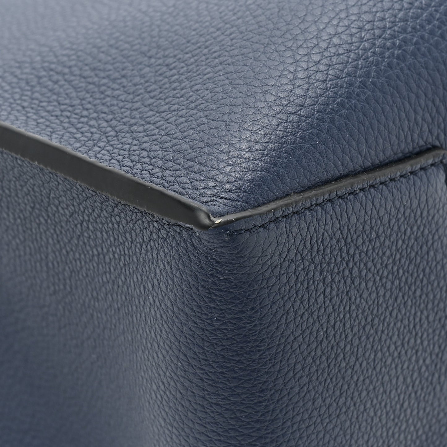 Soft Grained Calfskin Buckle Zip Tote Navy