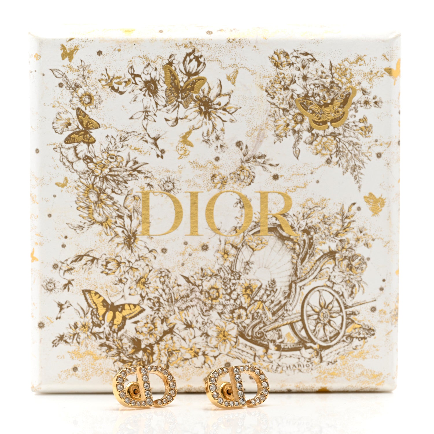 Christian Dior Crystal Petit CD Stud Earrings Gold 5 of 5