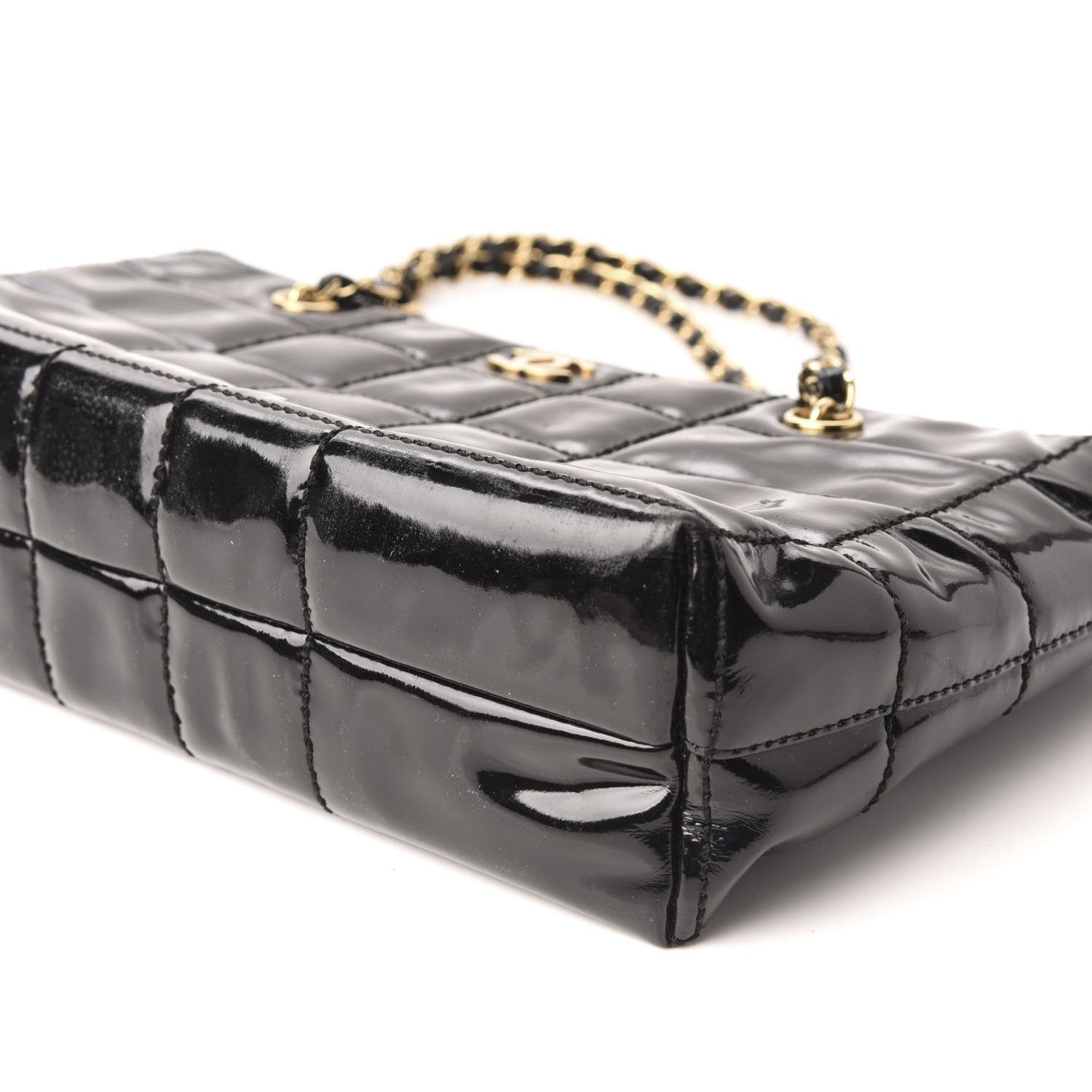 Chanel Patent Chocolate Bar CC Tote Black 7 of 9