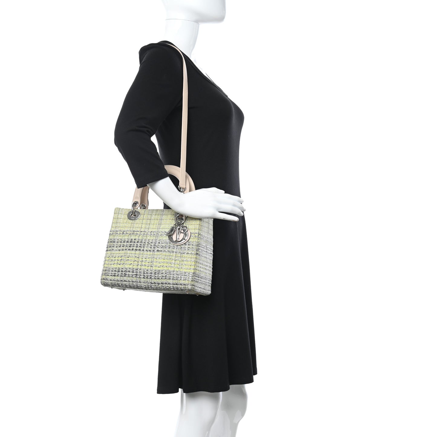 Tweed Medium Lady Dior Green Multicolor