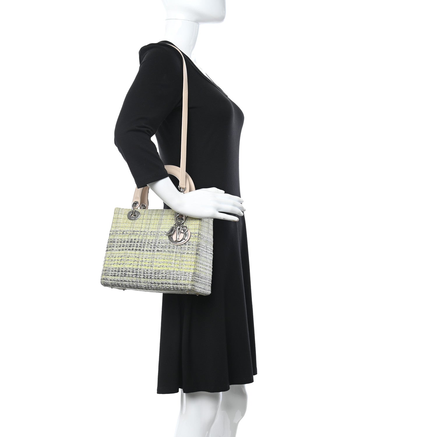 Christian Dior Tweed Medium Lady Dior Green Multicolor 2 of 12