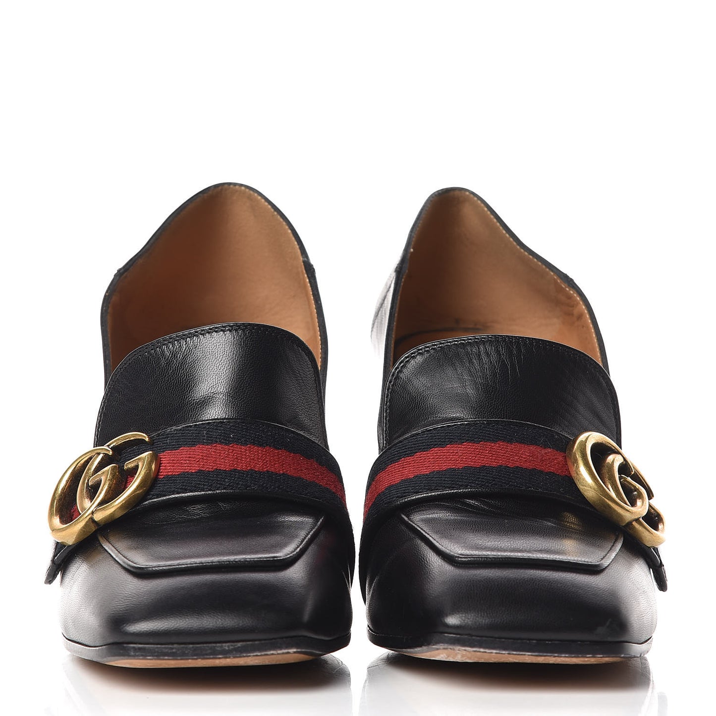 Malaga Kid Web Pearl Embellished Peyton 75mm Loafer Pumps 36.5 Black