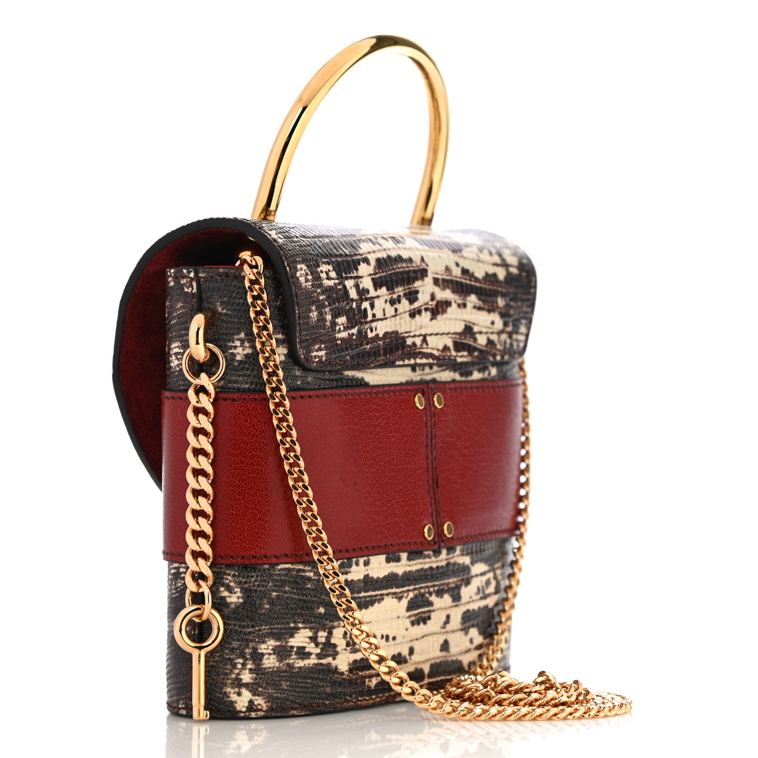 Chloe Calfskin Lizard Embossed Small Aby Lock Sepia Brown 3 of 14